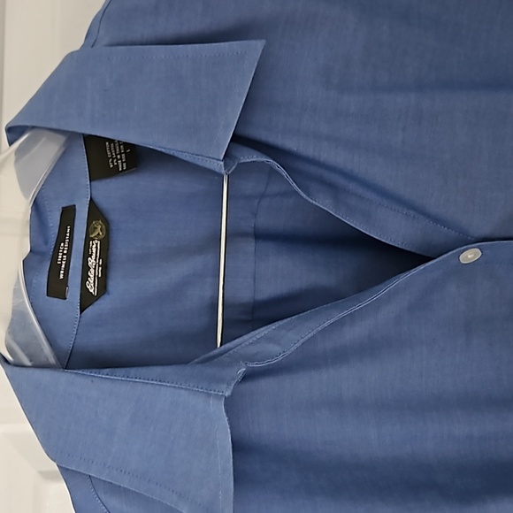 EDDIE BAUER Blouse Buttondown 3/4 Length Sleeves Wrinkle Resistent Blue … - Picture 1 of 11
